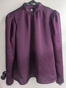 Express women's blouse long sleeve Purple Mock neck size M Medium - Picture 1 of 5