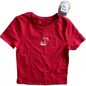 Primark Red Cherry T-shirt Girls Shirt 12 13 - Picture 1 of 4