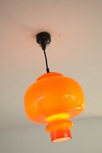 1 x  Peill Putzler 60er 70er Lamp Glas lampe Pendelleuchte  orange Panton ära