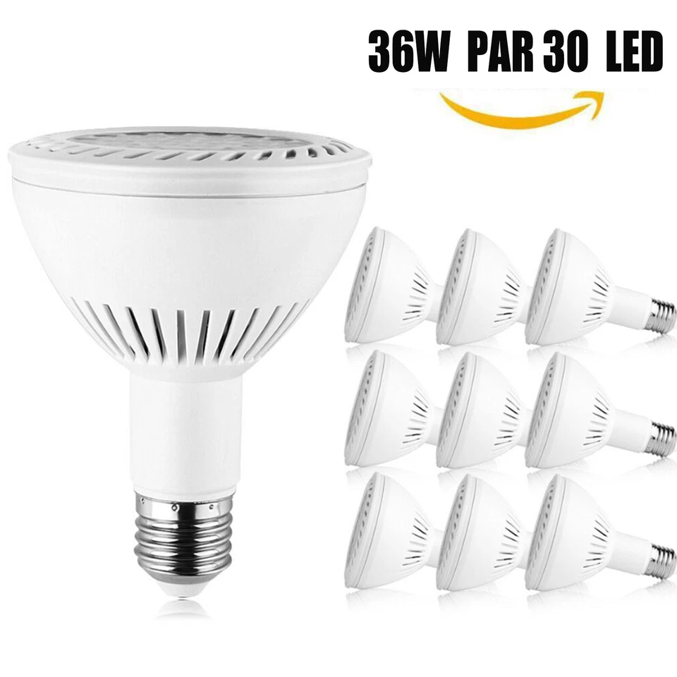 2/4/10Pack 36Watt PAR30 LED Flood Light Bulb 36W E27/E26 Medium Base Indoor Lamp - Image 1 of 4