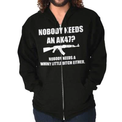 Nobody Needs An AK47 Funny Gun Rights Pro 2A Sweatshirt Zip Up Hoodie Men Women - Image 1 of 4