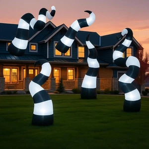 5 Stck. 5 Fuß Halloween Aufblasbarer Beleuchteter Riesiger Sandwurm mit eingebauter LED Brok... - Bild 1 von 6