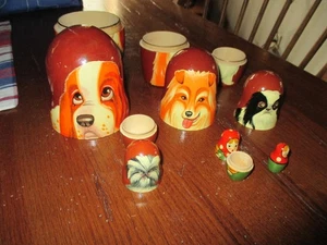 Russian Matryashka Dog Stacking Dolls - Picture 1 of 4