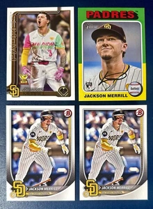 Jackson Merrill Lote (4) 2024 Heritage High RC, 2025 Topps, Bowman Padres - Imagen 1 de 2