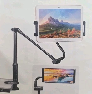 Tablet Stand for Desk, Adjustable Clamp Mount, For 4.7 To 13" Tablet Or Phone  - Picture 1 of 7