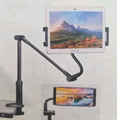 Tablet Stand for Desk, Adjustable Clamp Mount, For 4.7 To 13" Tablet Or Phone  - Image 1 of 4