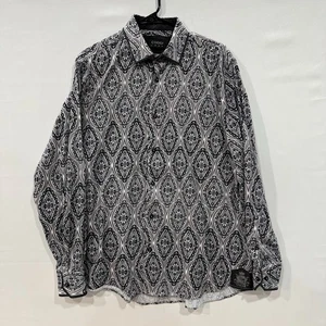 Coogi Luxe Herren Oberhemd L schwarz-weiß Medaillon Print Langarm - Bild 1 von 6