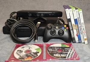 Microsoft Xbox 360 S 1439 Black Slim Console Bundle 7 Games+Kinetic Tested/Works - Picture 1 of 24