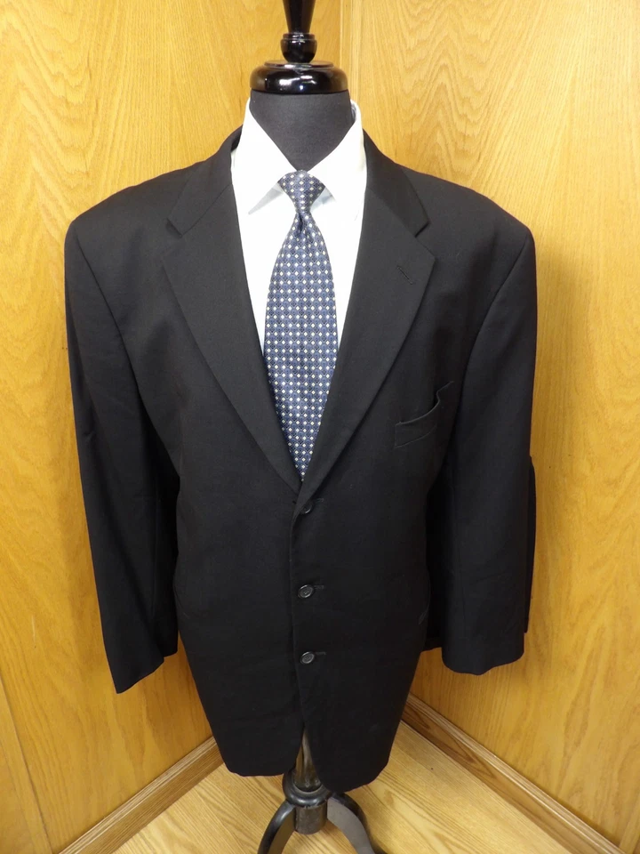 J Ferrar Mens Suit  48L 41W X 30 Black Weave  100% Wool   L#103 - Image 1 of 4