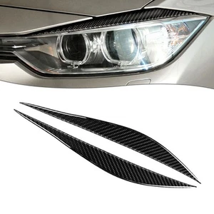 For BMW 3 Series F30 2013 2019 Carbon Fiber Headlight Eyelid Cover Trim 2pcs - Picture 1 of 11