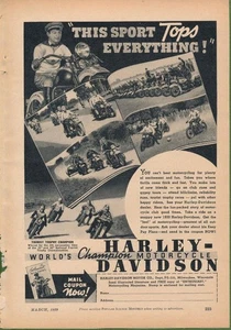 Anuncio de revista - 1939 - Harley-Davidson Motorcycle Co., Milwaukee, WI - Imagen 1 de 1