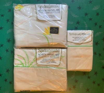 Vintage SPRINGMAID MARVELAIRE Double Sheet and Pillowcase set Floral Cottagecore - Image 1 of 4