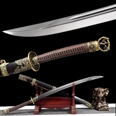 Espada China Flor de Ciruela Dinastía Qing Alto Manganeso Acero Batalla KungFu Dao Foto 1 de 4