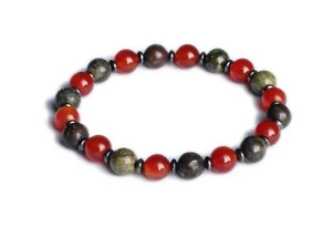 Dragon Bloodstone & Carnelian Gemstone Bracelet, Live In The Moment, Meditation - Picture 1 of 3