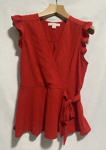 Monteau Los Angeles Women's Sleeveless Top Blouse Red Size Large - Picture 1 of 8