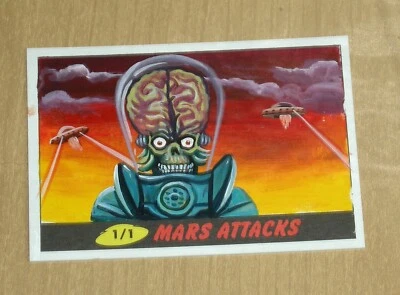 2021 Topps Mars Attacks Uprising HERITAGE sketch card 1/1 Jay Manchand - Image 1 of 2
