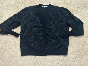 Chico's Damen Shirt/Cardigan Gr. 2 schwarz Print klassisch elegant Knopfleiste - Bild 1 von 9
