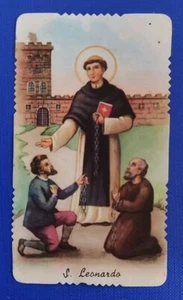 S. LEONARDO ABATE ED.GN ANTICO SANTINO CON PREGHIERA - Foto 1 di 2