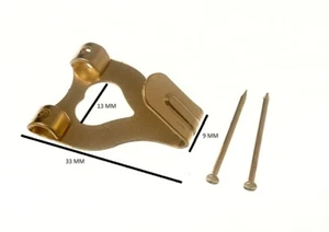 Double Picture Photo Hanging Hooks No. 3 Brassed & Pins Pack 1000 + Pins - Picture 1 of 1