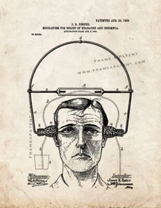 Mechanism for Relief Of Headache and Insomnia Patent Print Old Look - Picture 1 of 3