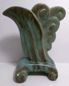 Vintage Gonder Pottery E-4 USA Teal Blue Brown Pink Art Deco Vase Planter - Picture 1 of 7