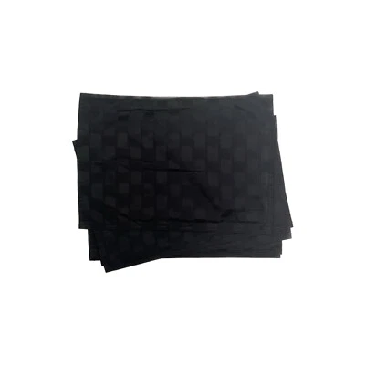 Placemat Set - Solid Black Checkered Thick Mat Cloth Dinner Setting - 5 pc - Image 1 of 4