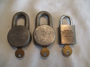 3 Vintage American Hardened Steel Padlocks - Picture 1 of 5