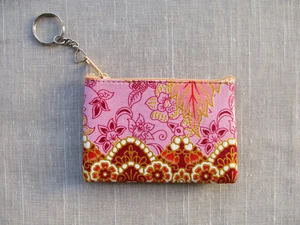 Change purse. Floral RED, muti-colored. Keychain with zipper. Brand NEW - Picture 1 of 2