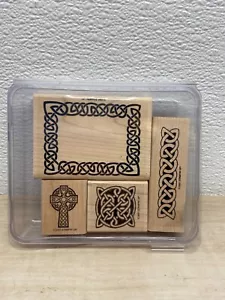 2001 Stampin Up Set Of 4 Celtic Knots Wood Mounted Rubber Stamps - Picture 1 of 3