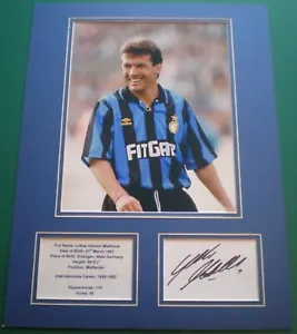 Carta Lothar Matthaus Firmata Inter Milan & Mostra Foto Montata AFTAL COA - Foto 1 di 1
