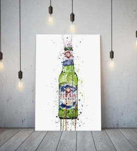 PERONI BEER-DEEP FRAMED CANVAS WALL SPLASH ART PICTURE PAPER PRINT- GREEN BLUE - Picture 1 of 17