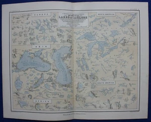 INLAND SEAS & LAKES OF THE WORLD, original antique atlas map, A.K Johnston, 1853 - Picture 1 of 6