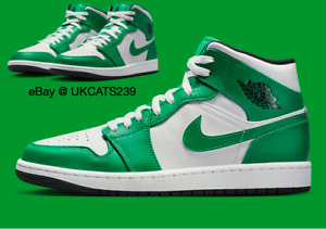 Nike Air Jordan 1 Mid Shoes Lucky Green White Black DQ8426-301 Men's Multi Size