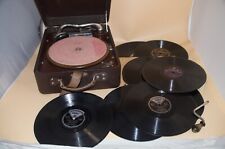 Antikes Grammophon - Koffergrammophon - mit 10 alten Schellackplatten - 30er