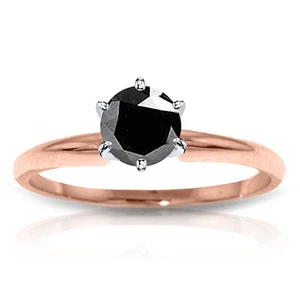 14K. GOLD SOLITAIRE RING WITH 0.50 CT. BLACK DIAMOND - Picture 1 of 15