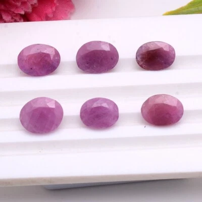 6 Pcs Natural African Ruby Unheated Oval Cut 11mm-12mm Stunning Loose Gemstones - Image 1 of 4