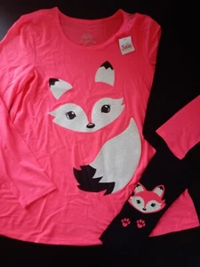 NWT JUSTICE GIRLS Outfit Fox Face Top Size 12 - Leggings Size 10 (6) - Picture 1 of 4