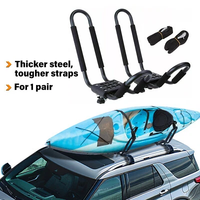 KUAFU Pair Canoe Boat Kayak Roof Rack For SUV Car Truck Top Mount Carrier J Cross Bar