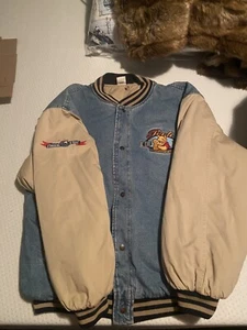 DISNEY Store Winnie The Pooh Loyal True Denim Bomber Varsity Jacket L/XLVTG 90s - Picture 1 of 9