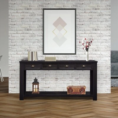 KINBOR Console Table Accent Sofa Table with 4 Drawers Storage for Entryway Living Room