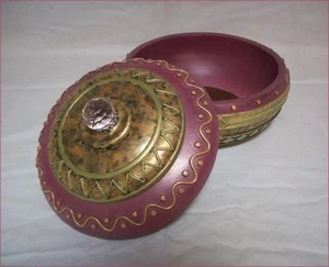 Hermoso cuenco con tapa de resina caja de baratija de joyería mango de esfera de cristal con plomo - Imagen 1 de 8