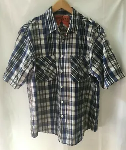 Swiss Cross Herren Mode Hemd Knopfleiste blau weiß grau kariert XL Taschen Kragen - Bild 1 von 6