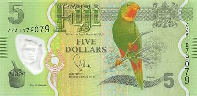 Fiji  ** $5 **  ND. 2013  P 115r  Series  ZZA  Uncirculated Banknote PMGE - Image 1 of 2
