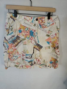 Bermuda donna Caribbean Joe taglia 10 100% cotone floreale ibisco Montego - Foto 1 di 8
