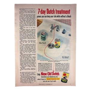 New Old Dutch Cleanser Porcelain Sink Vintage Magazine Print Ad 1954 - Picture 1 of 2