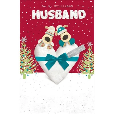 Boofle My Brilliant Husband Christmas Card Love Heart Cute Xmas Greeting Cards
