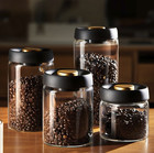 1pc Vacuum Glass Coffee Bean Jar Airtight Food Storage Container Moistureproof