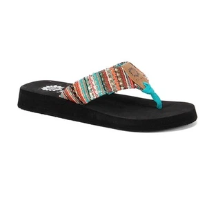 Yellow Box Oria Flip Flop Thong Sandal Women Sz 8.5M Beach Beaded Turquoise NWT - Picture 1 of 9
