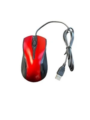 USB 2.0 Optical Wired Scroll Wheel Mouse For PC Laptop Notebook Desktop Red Mice - Image 1 of 4