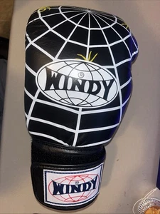 Vtg Windy BGVH Classic Boxing Muay Thai 14oz Black Spiderweb Yellow (LEFT H)Use1 - Picture 1 of 4